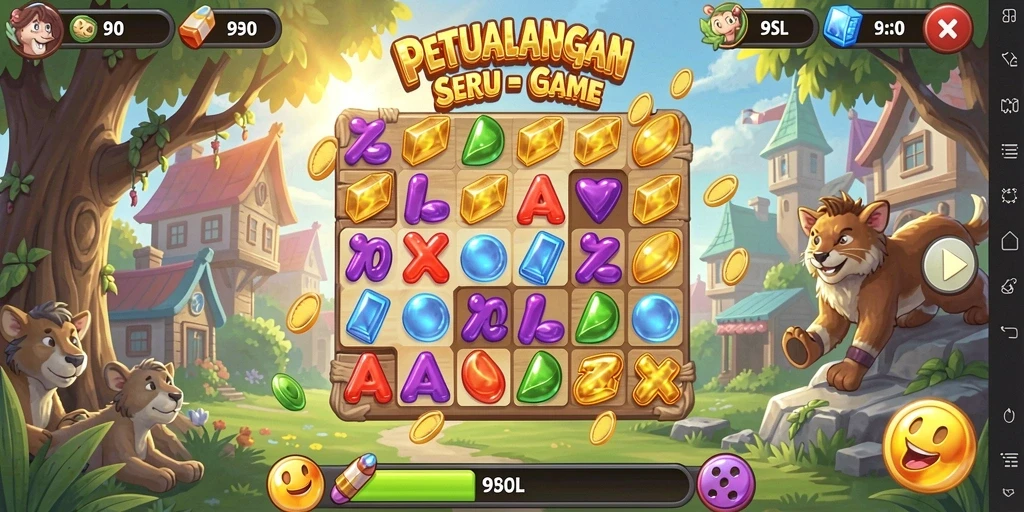 Tangkapan layar 9SL menampilkan gameplay seru dan penuh warna dari Match-3.
