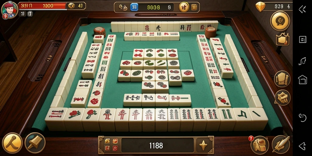 Screenshot RI188 menampilkan gameplay Mahjong yang menarik dan penuh warna.