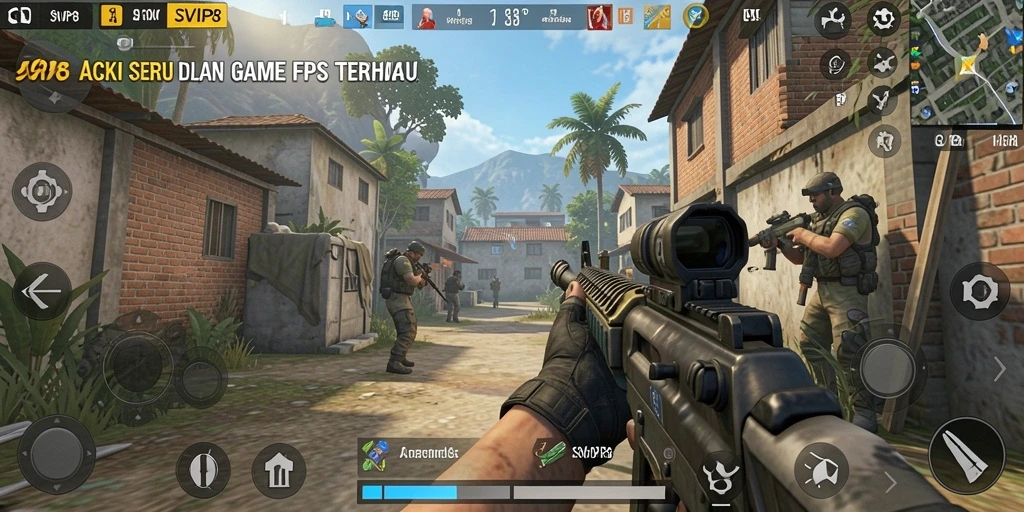 Screenshot menunjukkan aksi seru dalam game FPS SVIP8.