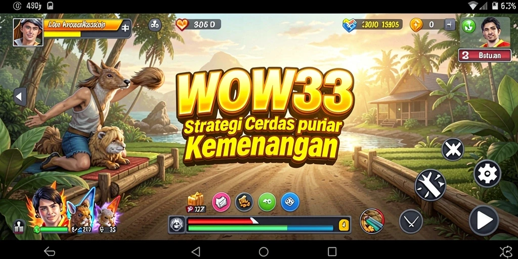 Tampilan screenshot WOW33 yang menampilkan gameplay strategi yang intens.